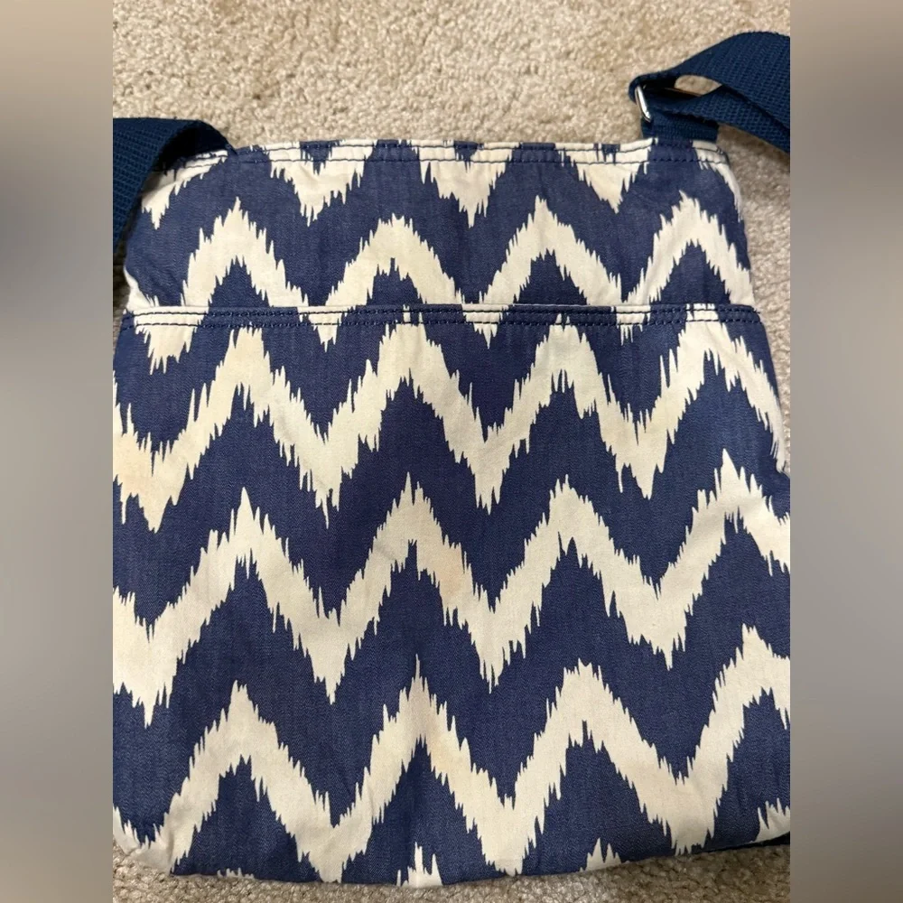 Thirty One Organizing Shoulder Bag‎ Purse Tote Indigo Ink Crossbody Chevron Navy